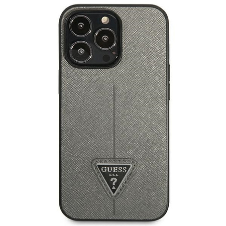 GUESS ETUI DO IPHONE 13 PRO MAX 6,7 Z TWARDEJ SKÓRY SAFIANO TRIANGLE LOGO