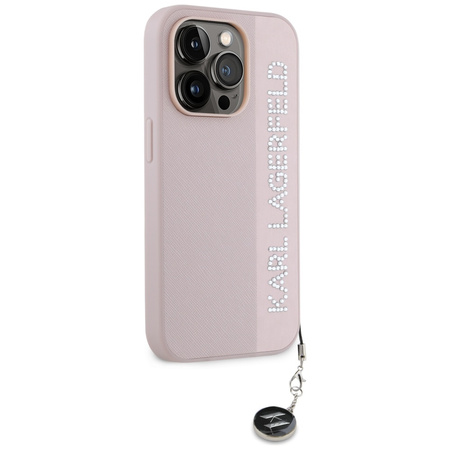 KARL LAGERFELD HARDCASE DO IPHONE 15 PRO 6.1 Z RHINESTONES I CHARM SAFFIANO