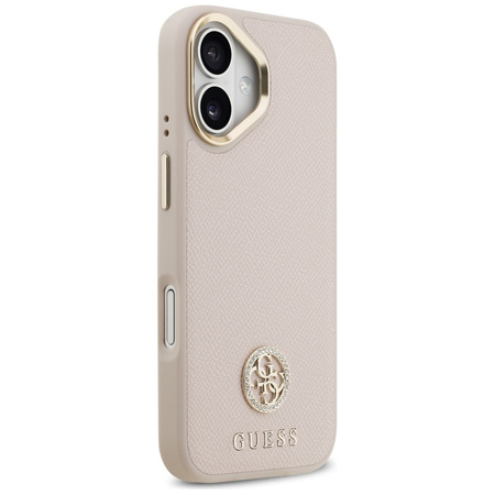 Etui Guess Grained Strass Logo MagSafe do iPhone 17 różowy