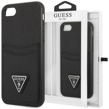 Etui Guess GUHCI8PSATPK na iPhone 7 / 8 / SE 2020 / SE 2022 hardcase - czarne Saffiano Triangle Logo Cardslot