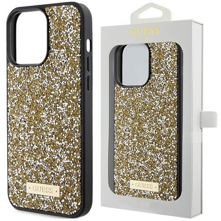 Etui Guess Rhinestone Metal Logo na iPhone 15 Pro Max - żółte