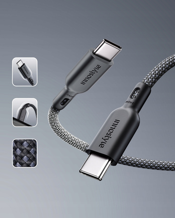 INNOSTYLE KABEL USB-C SZYBKIE ŁADOWANIE DO IPHONE SAMSUNG KEVLAR 240W 2M