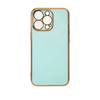 Lighting Color Case etui do iPhone 13 Pro Max żelowy pokrowiec ze złotą ramką miętowy