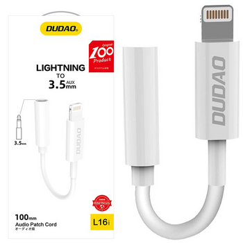 Dudao adapter audio przejściówka do słuchawek z Lightning na mini jack 3,5 mm biały (L16i white)