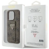 Etui Guess Grip Stand 4G Triangle Strass na iPhone 15 Pro - brązowe