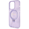 Etui Guess Ring Stand Script Glitter MagSafe na iPhone 14 Pro - fioletowe