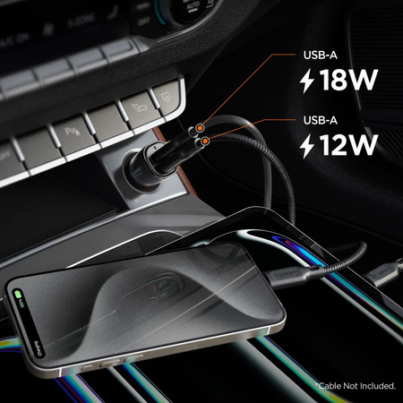 SPIGEN ESSENTIAL EV302 ŁADOWARKA SAMOCHODOWA 2-PORTOWA 30W DO TELEFONÓW