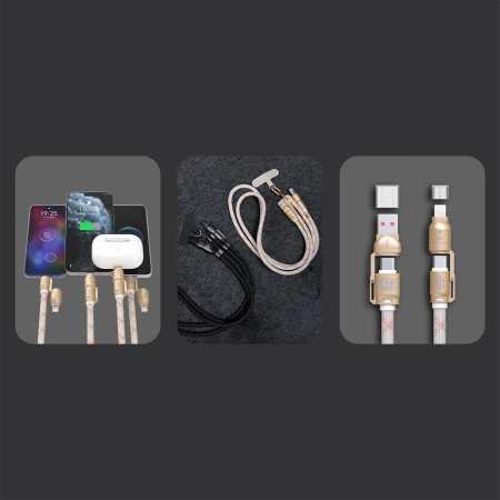 DUDAO KABEL 4W1 SMYCZ USB-A USB-C DO LIGHTNING PD QC 65W 1.5M DO TELEFONÓW