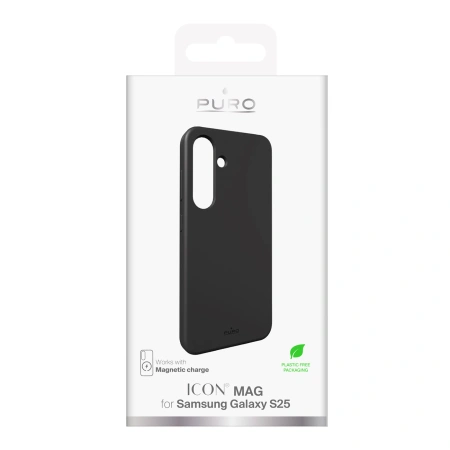 Etui silikonowe Puro Icon Mag z MagSafe do Samsung Galaxy S25 - czarne