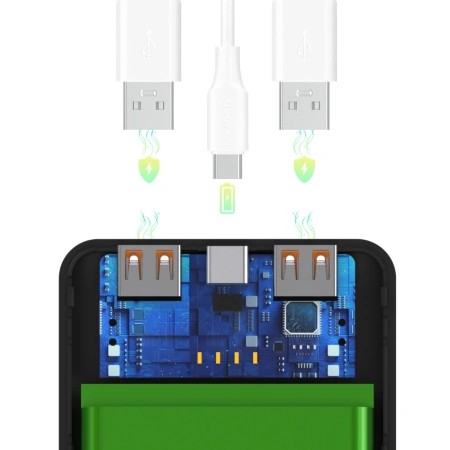 Powerbank Wozinsky Wpower WPBBK-2 10000 mAh 10 W 2x USB 2 A - czarny