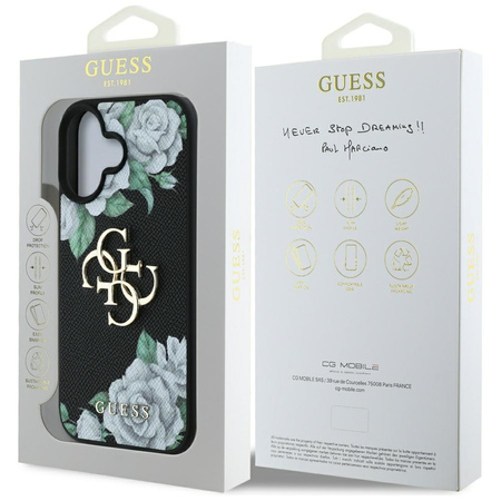 GUESS POKROWIEC ETUI GRINDED ROSES 4G LOGO DO IPHONE 16 MAGNETYCZNE OCHRONA