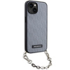 Etui Karl Lagerfeld KLHCP14SSACKLHPG na iPhone 14 - srebrne Saffiano Monogram Chain