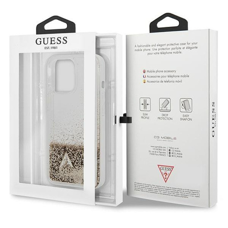 Guess GUOHCP14LGLHFLGO iPhone 14 Pro 6,1" złoty/gold hardcase Glitter Charms