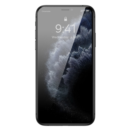 Baseus szkło hartowane do iPhone 11 Pro Max / iPhone XS Max Privacy Anti Spy (prywatyzujące) z osłoną na głośnik + pozycjoner (SGBL061702) (case friendly)