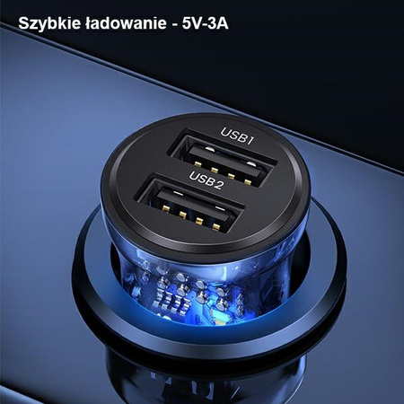 USAMS ŁADOWARKA 2XUSB-A DO SAMOCHODU DO TELEFONÓW 3A DO SZYBKIEGO ŁADOWANIA