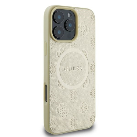 GUESS POKROWIEC DO IPHONE 16 PRO SAFIANO PEONY CLASSIC LOGO HARDCASE ZŁOTE