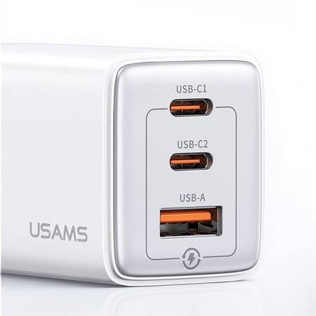 USAMS ADAPTER ŁADOWARKA 65W 2xUSB-C DO IPHONE IPAD MACBOOK SZYBKA ŁADOWARKA