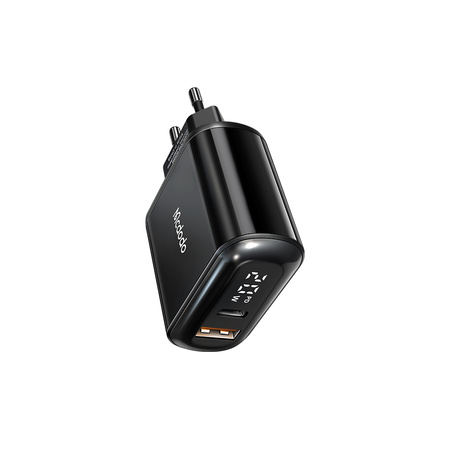 MCDODO SZYBKA ŁADOWARKA SIECIOWA DO TELEFONU 2X USB USB-C PD 20W MIERNIK