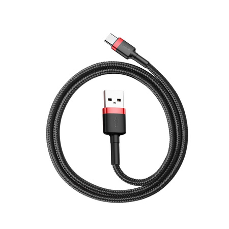 Baseus Cafule Cable wytrzymały nylonowy kabel przewód USB / USB-C QC3.0 3A 0,5M czarno-czerwony (CATKLF-A91)