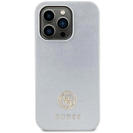 Etui Guess Strass Metal Logo do iPhone 15 - srebrne