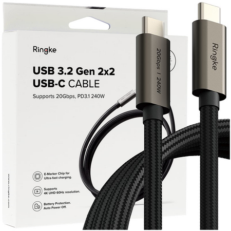 RINGKE KABEL USB-C 3.2 GEN 2X2 DO ŁADOWANIA PD240W 1M TELEFON LAPTOP
