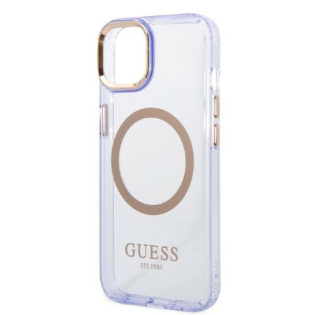 Guess GUHMP14SHTCMU iPhone 14 6,1" purpurowy/purple hard case Gold Outline Translucent MagSafe