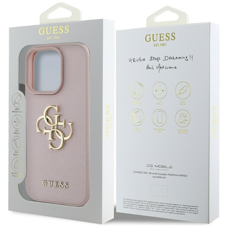 GUESS ETUI TPU DO IPHONE 16 PRO Z LOGO GRINDED BIG 4G SZYBKIE ŁADOWANIE