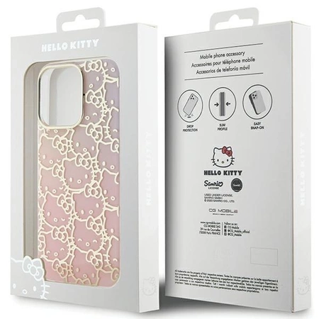 Etui Hello Kitty IML Gradient Electrop Crowded Kitty Head na iPhone 15 Pro - różowe