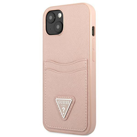 Guess GUHCP13MPSATPP iPhone 13 6,1" różowy/pink hardcase SaffianoTriangle Logo Cardslot