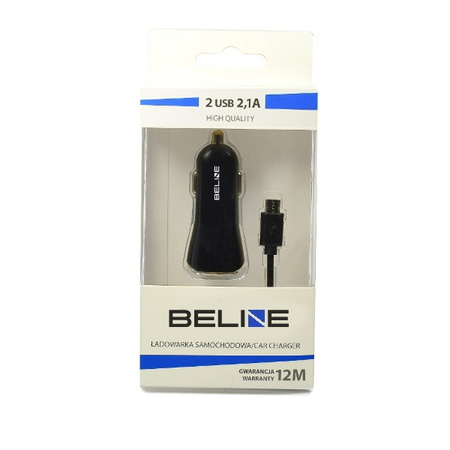 BELINE ŁADOWARKA SAMOCHODOWA 2XUSB Z MICROUSB DO TELEFONÓW SAMOCHODOWA 2,1A