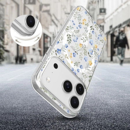 Etui Tech-Protect FlexAir MagSafe na iPhone 17 Pro Max- stokrotki z liśćmi