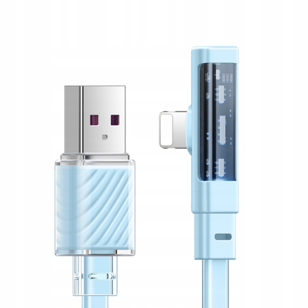 MCDODO KABEL KĄTOWY USB LIGHTNING PŁASKI 36W DO IPHONE 13 14 NIEBIESKI 1M