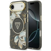 Etui Guess IML Glitter Flowers Triangle  MagSafe do iPhone Air czarny