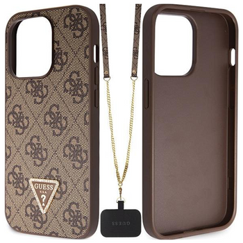 Guess GUHCP15LP4TDSCPW iPhone 15 Pro 6.1" brązowy/brown hardcase Crossbody 4G Metal Logo