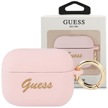 Guess GUAPSSSI AirPods Pro cover różowy/pink Silicone Vintage Script