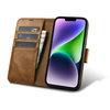 iCarer Oil Wax Wallet Case 2in1 etui iPhone 14 Plus skórzany pokrowiec z klapką Anti-RFID brązowy (WMI14220723-TN)