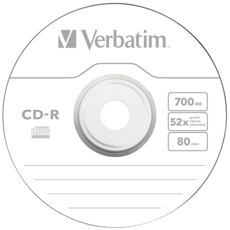 VERBATIM PŁYTA CD-R 700MB 52X DO NAGRYWANIA 10 SZTUK DANYCH AUDIO Z OCHRONĄ