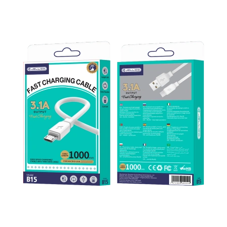 JELLICO kabel B15 Micro 3.1A 1M Biały