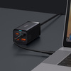 Baseus GaN3 Pro szybka uniwersalna ładowarka sieciowa GaN 2 x USB Typ C / 2x USB 100W PD3.0, QC4.0+, AFC czarny (CCGP000101)