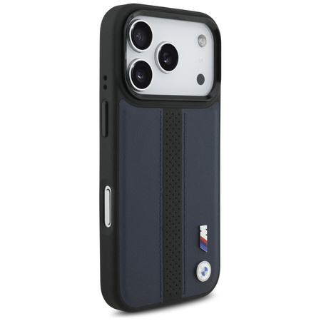 Etui BMW M Perforated Stripe Logo MagSafe do iPhone 17 Pro granatowy