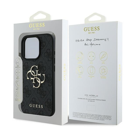 GUESS ETUI HARDCASE POKROWIEC CASE DO IPHONE 16 PRO BIG LOGO CZARNY