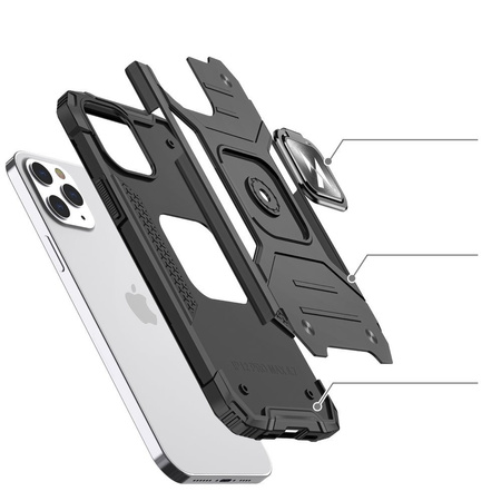 Wozinsky Ring Armor pancerne hybrydowe etui pokrowiec + magnetyczny uchwyt iPhone 11 Pro różowy