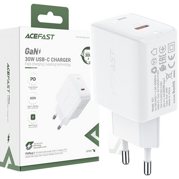 Acefast ładowarka sieciowa GaN USB Typ C 30W, PD, QC 3.0, AFC, FCP biały (A21 white)