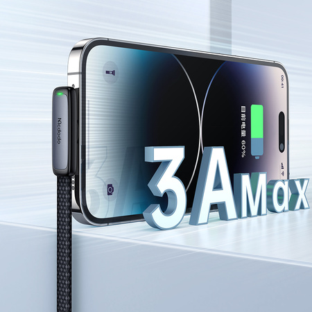 MCDODO KABEL KĄTOWY USB-C LIGHTNING PŁASKI 36W DO IPHONE 12 13 14 CZARNY 1M