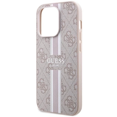 Etui Guess 4G Printed Stripes MagSafe na iPhone 15 Pro - różowe