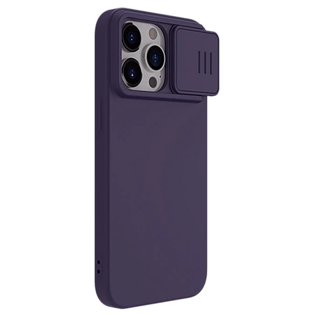 Silikonowe etui Nillkin CamShield Silky Silicone Case do iPhone 15 Pro z osłoną na aparat - ciemnofioletowe
