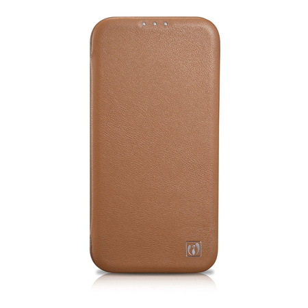 iCarer CE Premium Leather Folio Case skórzane etui iPhone 14 Plus z klapką magnetyczne MagSafe brązowy (WMI14220715-BN)