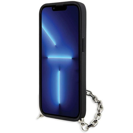 Etui Karl Lagerfeld KLHCP14SSACKLHPG na iPhone 14 - srebrne Saffiano Monogram Chain