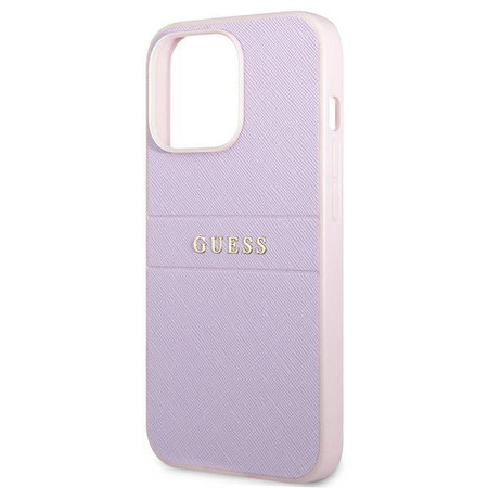 Guess GUHCP13LPSASBPU iPhone 13 Pro / 13 6,1" fioletowy/purple Saffiano Hot Stamp & Metal Logo