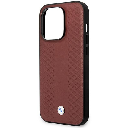 Etui BMW BMHCP14L22RFGR na iPhone 14 Pro burgundowy/burgundy Leather Diamond Pattern